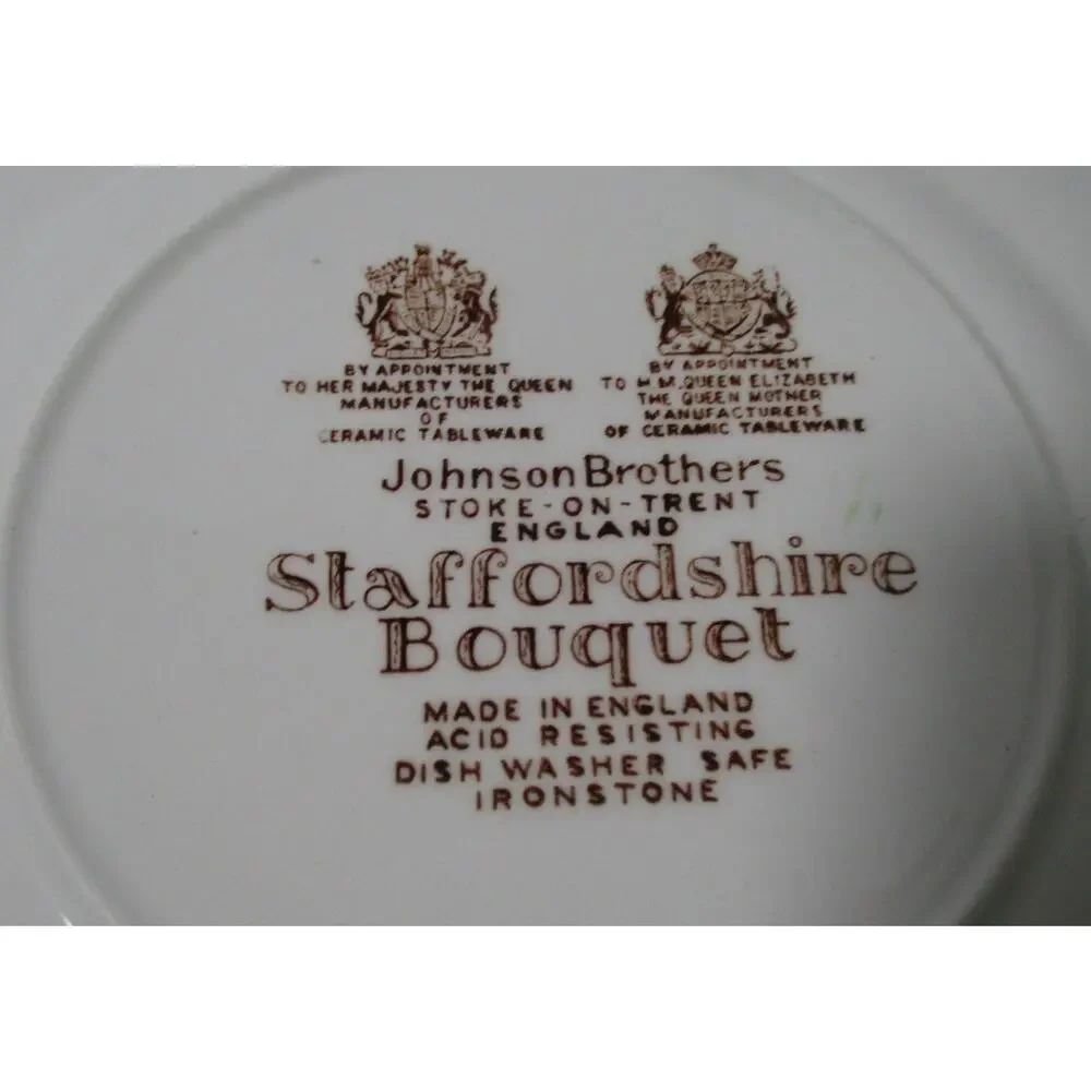 Vintage Johnson Bros. Staffordshire Bouquet 6" Dessert Plates Ironstone Set Of 6 - Picture 4 of 4